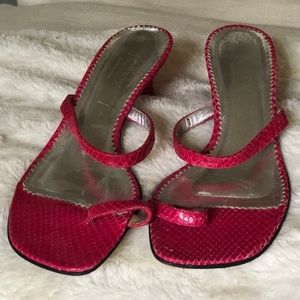 Fushia Alligator Stamped Leather J.Crew Sandal